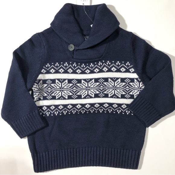 Toddler Boys Christmas Fairisle Shawl Neck Sweater - Tidal NEW - Picture 1 of 3